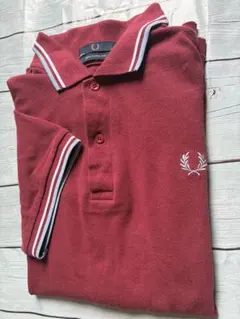 英国製】フレッドペリー M12 ポロシャツ 36 S 赤 白 水色 刺繍ロゴ
