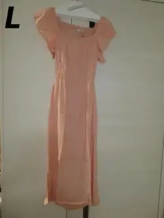 ギャザーバックオープンワンピース　ユニクロC　ピンク　サイズL