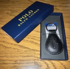 ポロラルフローレン　キーホルダー　キーリング　レザー　ブラック