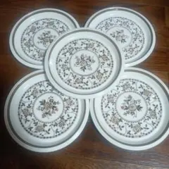 花柄デザイン 皿 5枚セット 約20cm