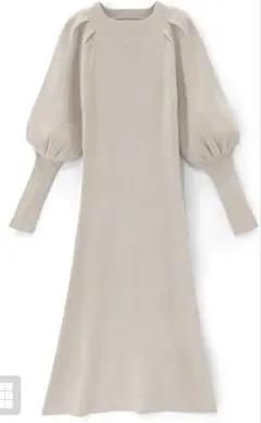 ボリュームスリーブリブニットフレアワンピース[rut876]