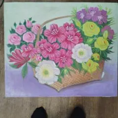 静物画 柿 籠 油彩画 - メルカリ