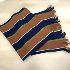 ストライプデザイン マフラー 茶色 ネイビー　緑