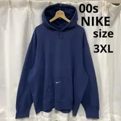 00s NIKEセンタースウッシュ刺繍ロゴパーカー ネイビーフェード3XL