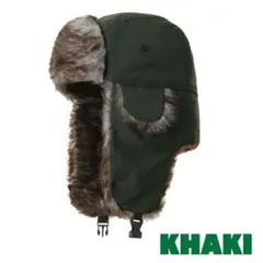 パイロットキャップ　フライトキャップ　帽子　耳当て　防寒　男女兼用　緑　カーキ