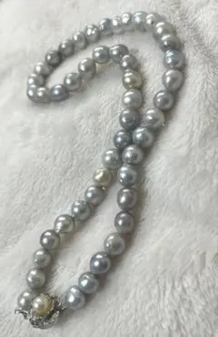 淡水パール ネックレス グレー シルバー刻印有　入学式 パーティー