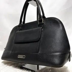 バーバリー　サフィアーノレザー　ミニボストン　ハンドバッグ　黒　内側ノバチェック