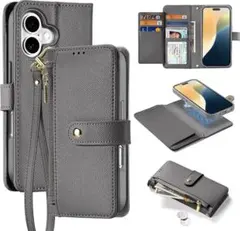 本革 外層取り外し可能 iPhone 16 ケース 手帳型 レザー カード収納