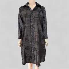 着物リメイクシャツワンピース　大島紬　7マルキ　サイズ最後ベージ参考