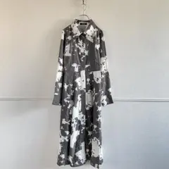 ENVYM ワンピース バイカラー ステッチロング シャツ グレー ホワイトのサムネイル