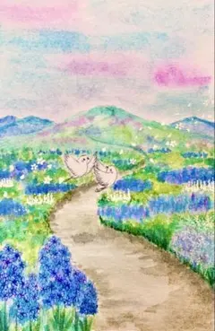 Kappy手描き 水彩画 日差しが降り注ぐ花畑　値段は※900円です Kappy様専用手描き 水彩画 日差しが降り注ぐ花畑 値段は※900円です