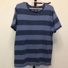 アバクロ青とグレーのストライプ Tシャツ