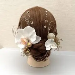 胡蝶蘭髪飾り　水引　銀箔シート　ヘッドドレス　和装　結婚式　卒業式