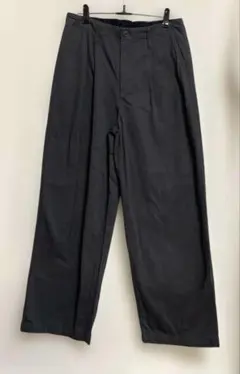 Lサイズ ブラック黒 タックワイドパンツ　サイドポケット　バックポケット