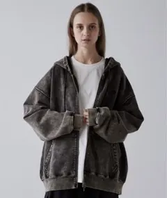 【CLEL】ヘビーウェイト ロゴ刺繍フルジップパーカー