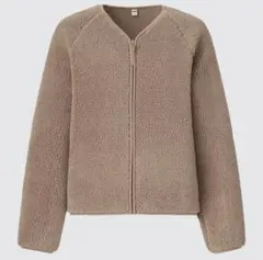 ユニクロ ソフトボアフリースVネックカーディガン L