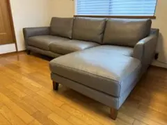 ACTUS 本革カウチソファ（five by five S5507 ）グレー