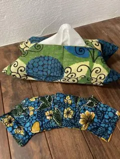 アフリカ布　コースター　ティッシュボックスカバー