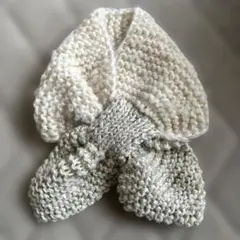 【ハンドメイド】リボンマフラー　毛糸　スヌード　編み物　手編み