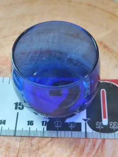 北一硝子の青い丸型グラス ♦最終価格
