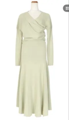 新品タグ付☆ユアーズ　ライトグリーン ラップスタイル ニットワンピース Lサイズ