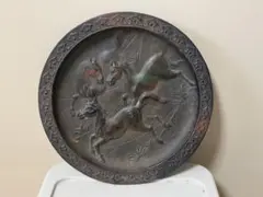 高岡鉄器 馬 鋳物 彫刻 レリーフ 壁掛けプラーク 骨董品 昭和レトロのサムネイル