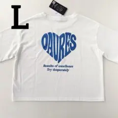 新品　レディース　クロップド　Tシャツ　L 白　ラメロゴ　バックプリント