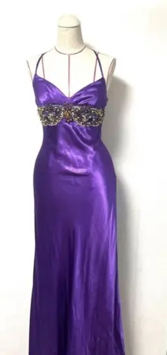 ビジューロングドレス　パープルとイエロー