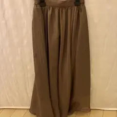 ブラウン フレアスカート ゴムウエスト
