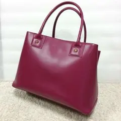 agnis b. レザートートバッグ大きめハンドバッグカシス系