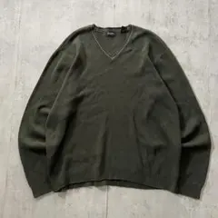古着 VANHEUSEN コットンニット Ｖネック グリーン M