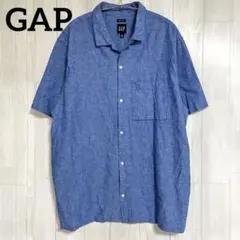 GAP リネン混　オープンカラーシャツ　ライトブルー　大きいサイズ
