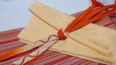 帯締め　帯揚げ セット オレンジ 橙 平組 綸子 普段着 小紋 紬 色無地 地紋