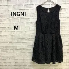 INGNI イング　レース　ノースリーブワンピース ブラック M　ひざ丈