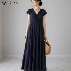 MARIHA マリハ コットンノースリーブストライプフレアワンピース 春夏
