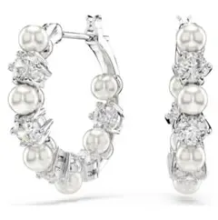 スワロフスキー Matrix フープピアス クリスタル・パール ラウンドカット