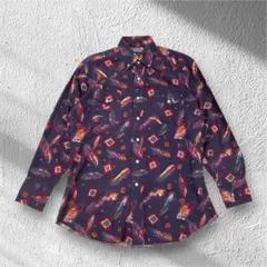 USA製 Panhandle Slimシャツ 総柄L長袖80s パープル紫のサムネイル
