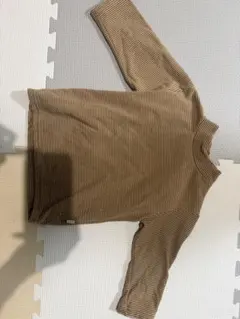 Aosta ハイネック 長袖カットソー ブラウン ボーダー L