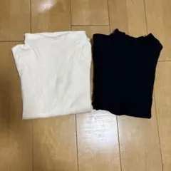 Mサイズ　リブタートルネックセーター 2色セット　黒　白　ブラック　ホワイト　L