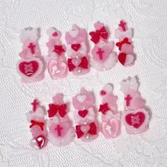 ❤︎ 病みかわネイル 量産型 地雷系 サブカル パンク 平成女児 十字架 お薬 ❤︎