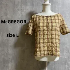 【VINTAGE】マックレガー サッカー生地 チェック柄 半袖 ブラウス Lのサムネイル
