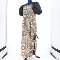 【フラダンス衣装】ブラック ワンピース ドレス 茶 黒 ブラウン ベージュ 半袖