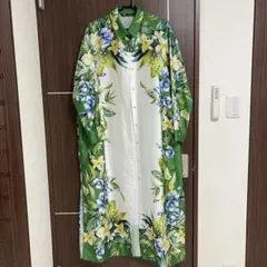 ZARA 花柄 ロングトップス チュニック ワンピース風 フラワー柄 体型カバー