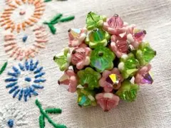 昭和レトロ ビンテージ 紫陽花 ブローチ パステルカラー アンティーク フラワー