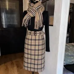 INGNI(イング) 共ベルト付　シャギーチェック柄ナロー　スカート
