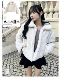 GRL ステンカラーファーコート[kd112] アイボリー ボアジャケット