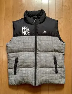 ルコックゴルフグレンチェックキルティングダウンベストLL