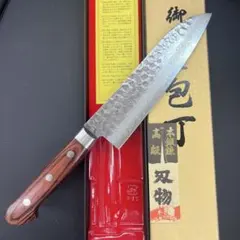 包丁 仙助 三徳包丁 槌目 青紙スーパー 焦茶合板柄 刃渡り180mm - メルカリ