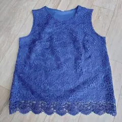 ダークブルー レース ノースリーブ Mサイズ