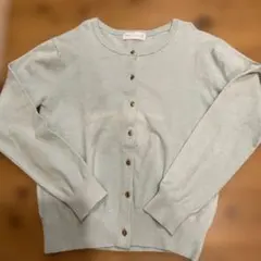 ミントグリーン ボタン付き ニットカーディガン